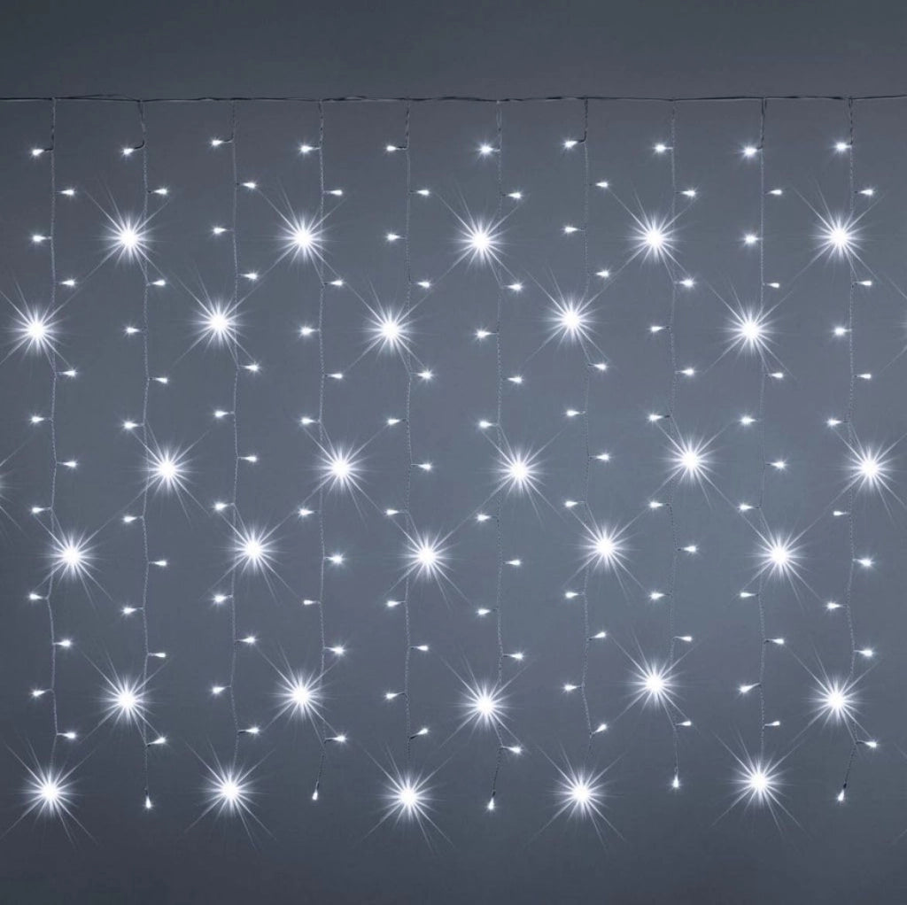 Tenda Luminosa natalizia luci a LED di Natale 6x0,8m 240 a Luce Bianca fredda e Flash Bianco Freddo Prolungabile max 2 unità