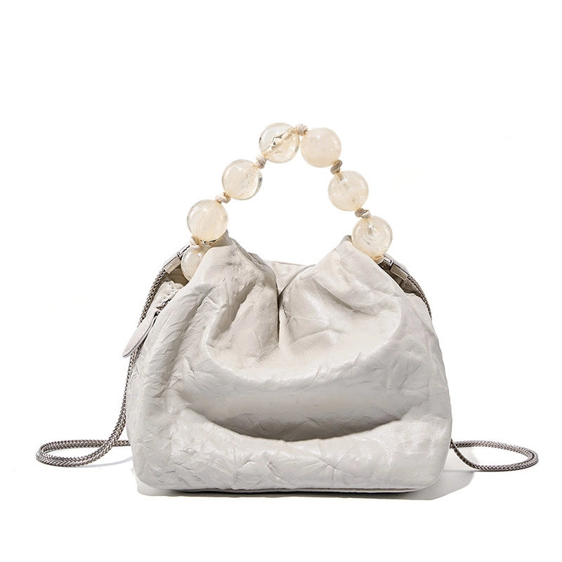 Borsa a tracolla Stachel da donna in vera pelle, bianca