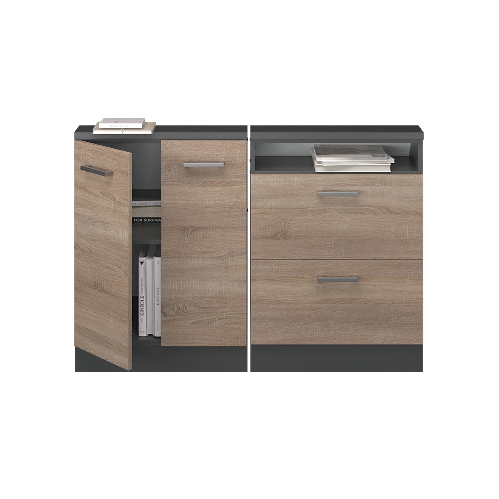 Mobile cucina sottotetto R-Line Sonoma/Antracite 120 cm Set di 2 Vicco