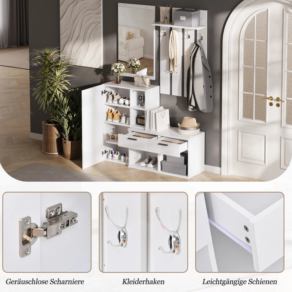 ARMADIO INGRESSO con specchio 120 x 35 x 175,5 cm bianco MDF