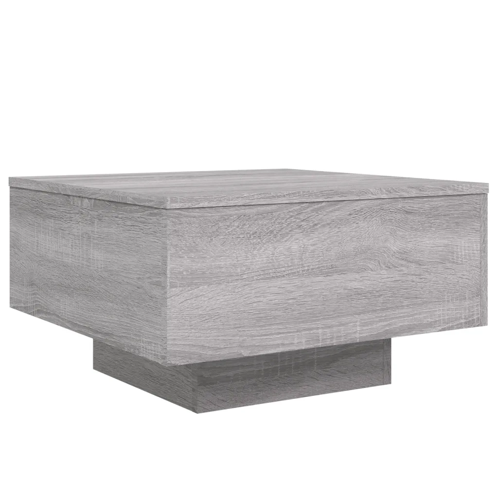 Tavolino da Soggiorno con Luci LED-Tavolino da Salotto-Tavolo Grigio Sonoma 55x55x31 cm