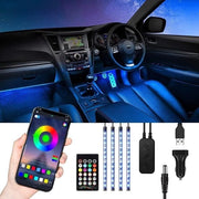 Autoilluminazione RGB LED con App Bluetooth 48 LED - Disegno Multicolore e Resistente all'Acqua - Striscia LED Auto Musicale 12V accessori per auto
