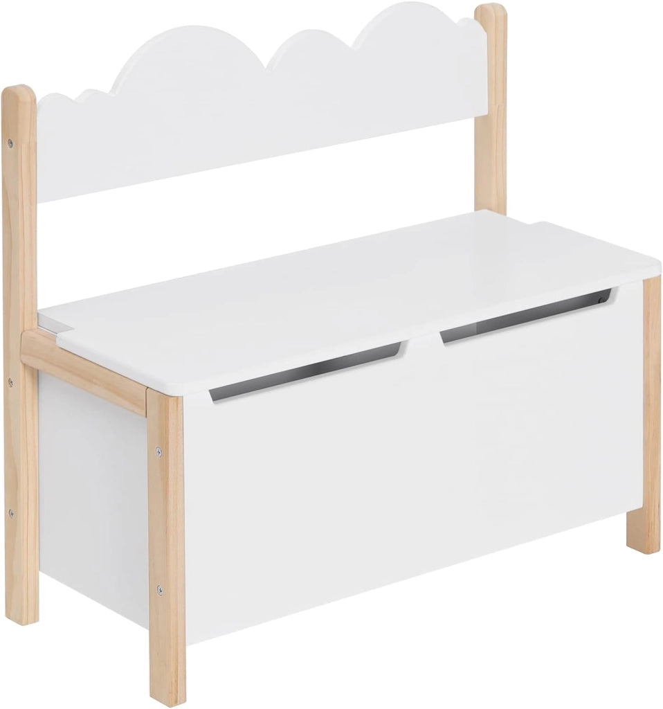 Cassapanca in Legno, Contenitore per Bambini, Baule Portagiochi Mobile, Porta Giocattoli per Cameretta dei Bambini, con Schienale e Coperchio