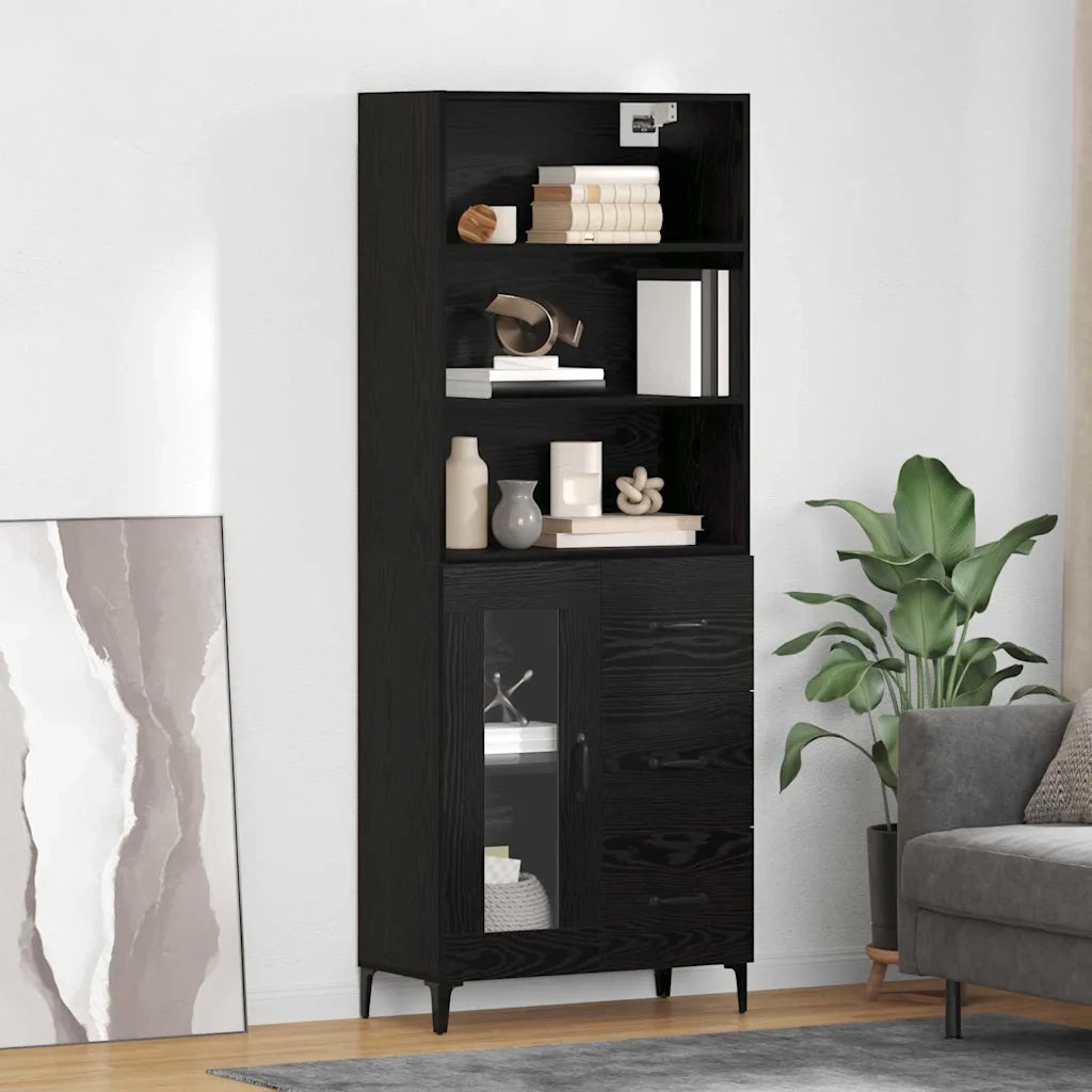 Credenza Rovere Nero 69,5 x 34 x 180 cm Legno multistrato 3416101