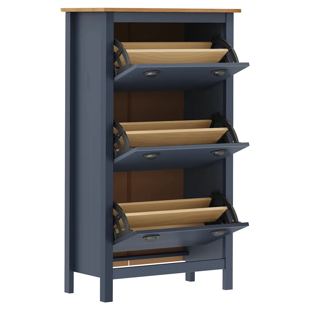 Scarpiera Hill Grigia 72x35x124 cm Legno Massello di Pino 289005