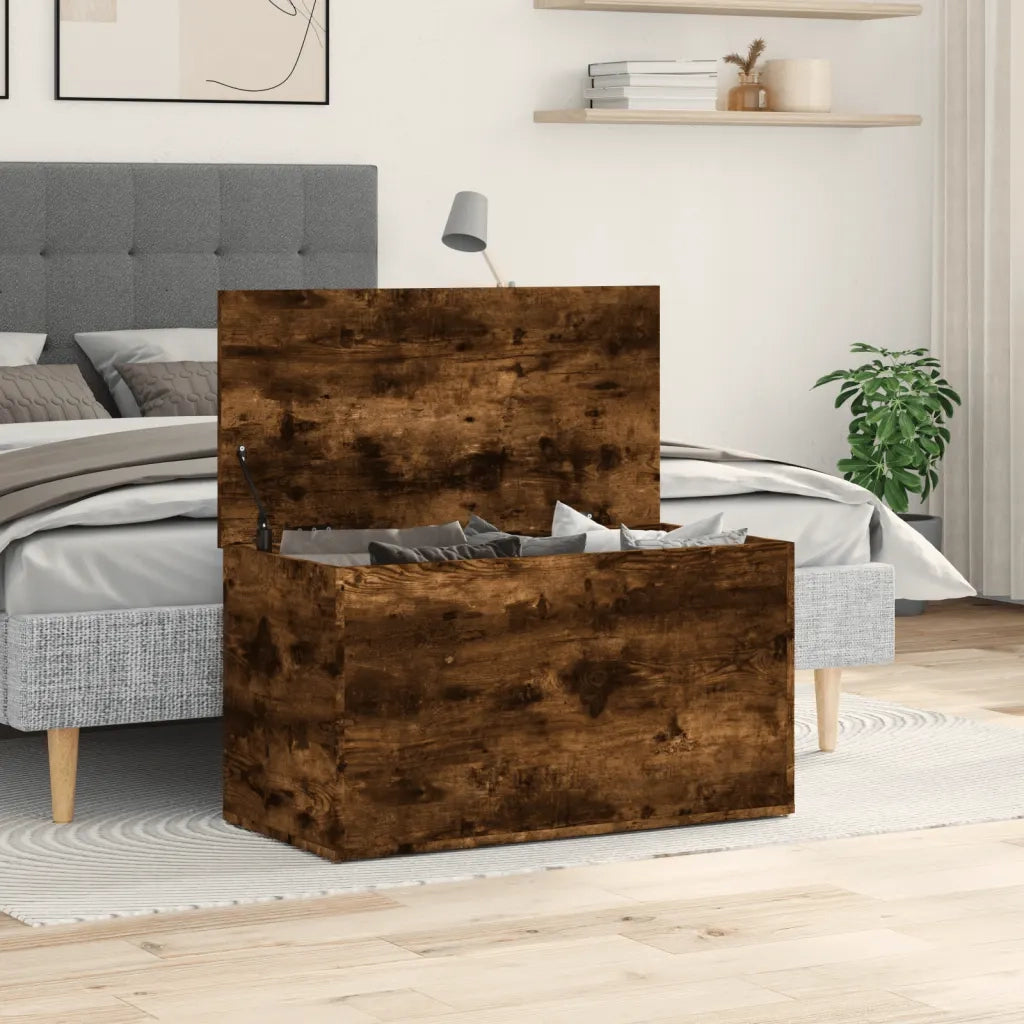 Cassapanca Rovere Fumo 84x42x46 cm in Legno Ingegnerizzato 815192