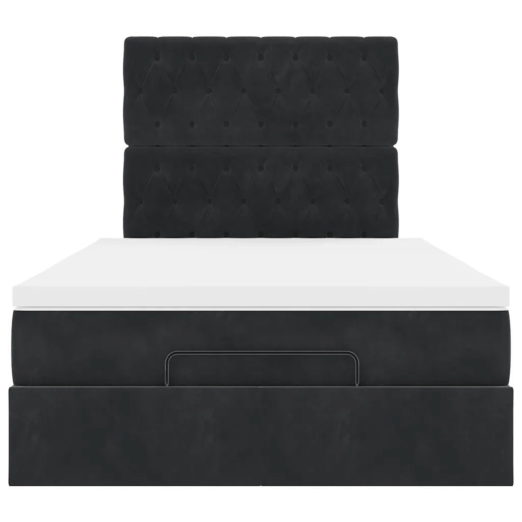 vidaXL Struttura Letto Pouf con Materassi Nero 120x200 cm Velluto