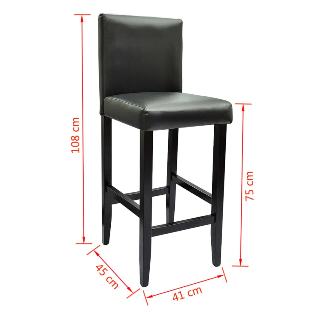 Set di due sgabelli da bar di design con seduta in similpelle nera 1202057