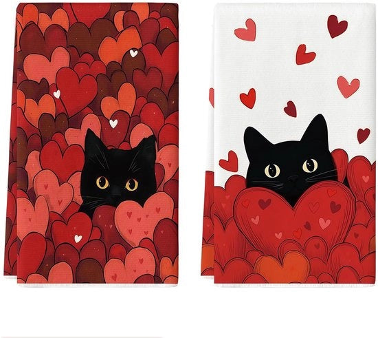 Asciugamani per cucina 2 pezzi - Asciugamani in microfibra - morbidi e assorbenti - decorativi per gatti e cuccioli - 45 x 66 cm - design elegante