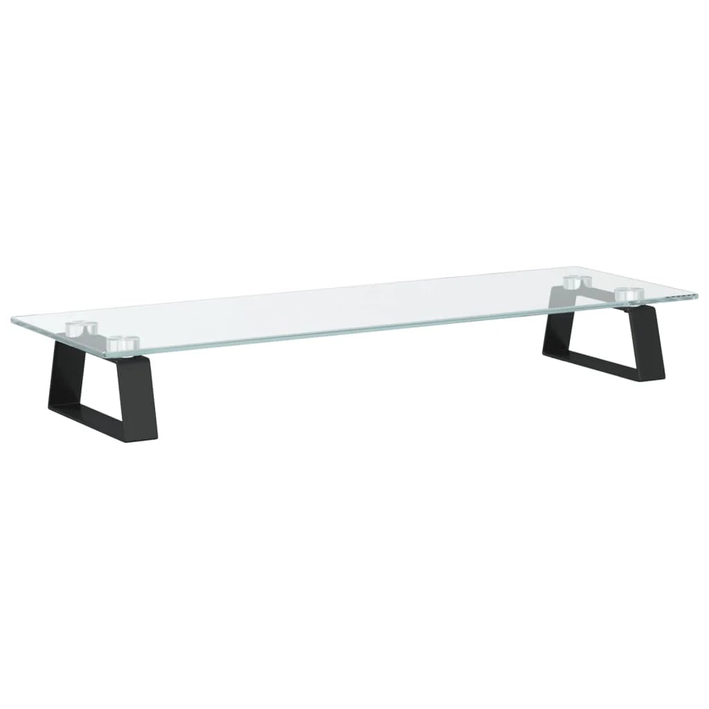 Supporto per monitor mobile da scrivania 60 x 20 x 8 cm vetro temperato e metallo nero 02_0044897