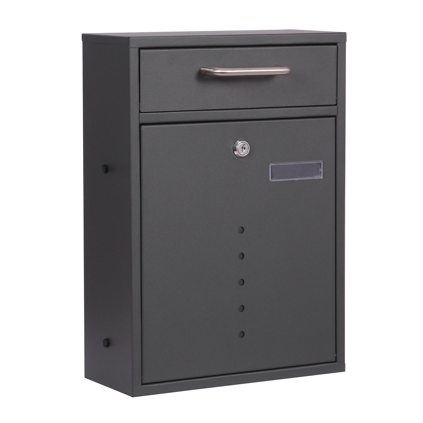 Cassetta postale singola V51 antracite, a parete o autoportante, con finestrelle e vetrino nome