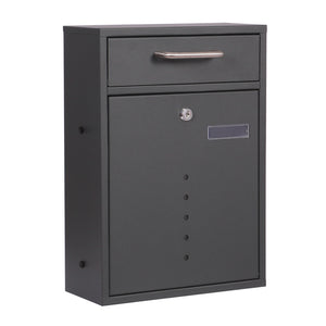 Cassetta postale singola V51 antracite, a parete o autoportante, con finestrelle e vetrino nome