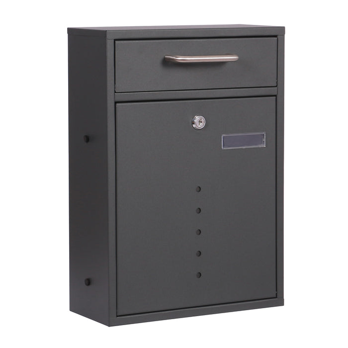 Cassetta postale singola V51 antracite, a parete o autoportante, con finestrelle e vetrino nome