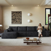 Divano angolare chaise longue ¨C Minimal ¨C nero tessuto 340cm