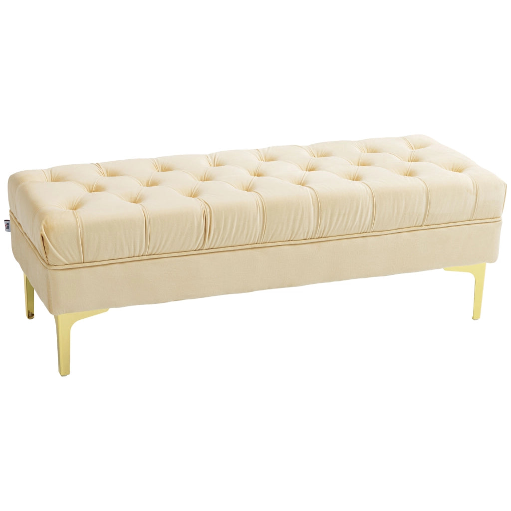 Panca imbottita con rivestimento in tessuto effetto velluto ¨C Xylo ¨C beige 118x45x42 cm