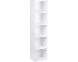 Libreria con 5 Comparti - Comodino per Archiviazione - Libreria a Comparti - Bianco 30x24x132 cm