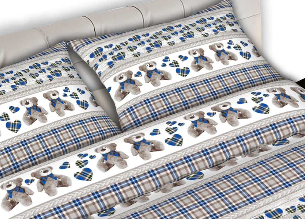 Completo Lenzuola Letto 100% Cotone Made Italy Disegni Invernali Natalizi C.N - Piazza E Mezza - Gigi Blu