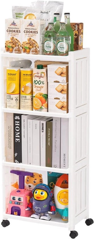 Carrello con 4 livelli e ganci - Raccogli rifiuti spaziale per cucina e bagno 39,8 x 24,4 x 92,3 cm