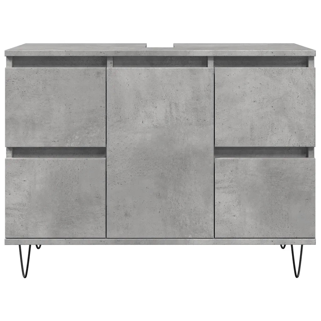 Armadietto da Bagno Grigio Cemento 80x33x60cm in Truciolato 857234
