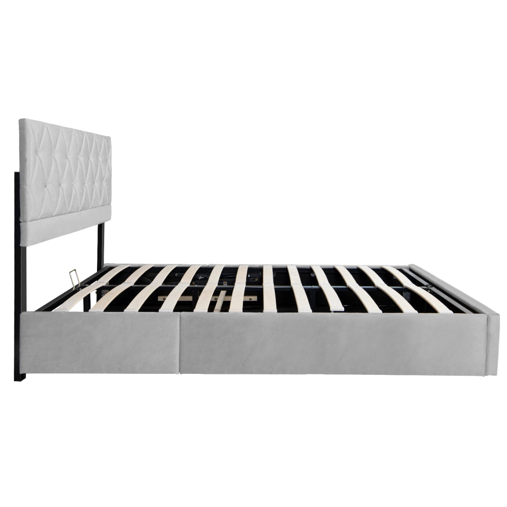 LETTO Imbottito 140x200 cm Velluto Grigio