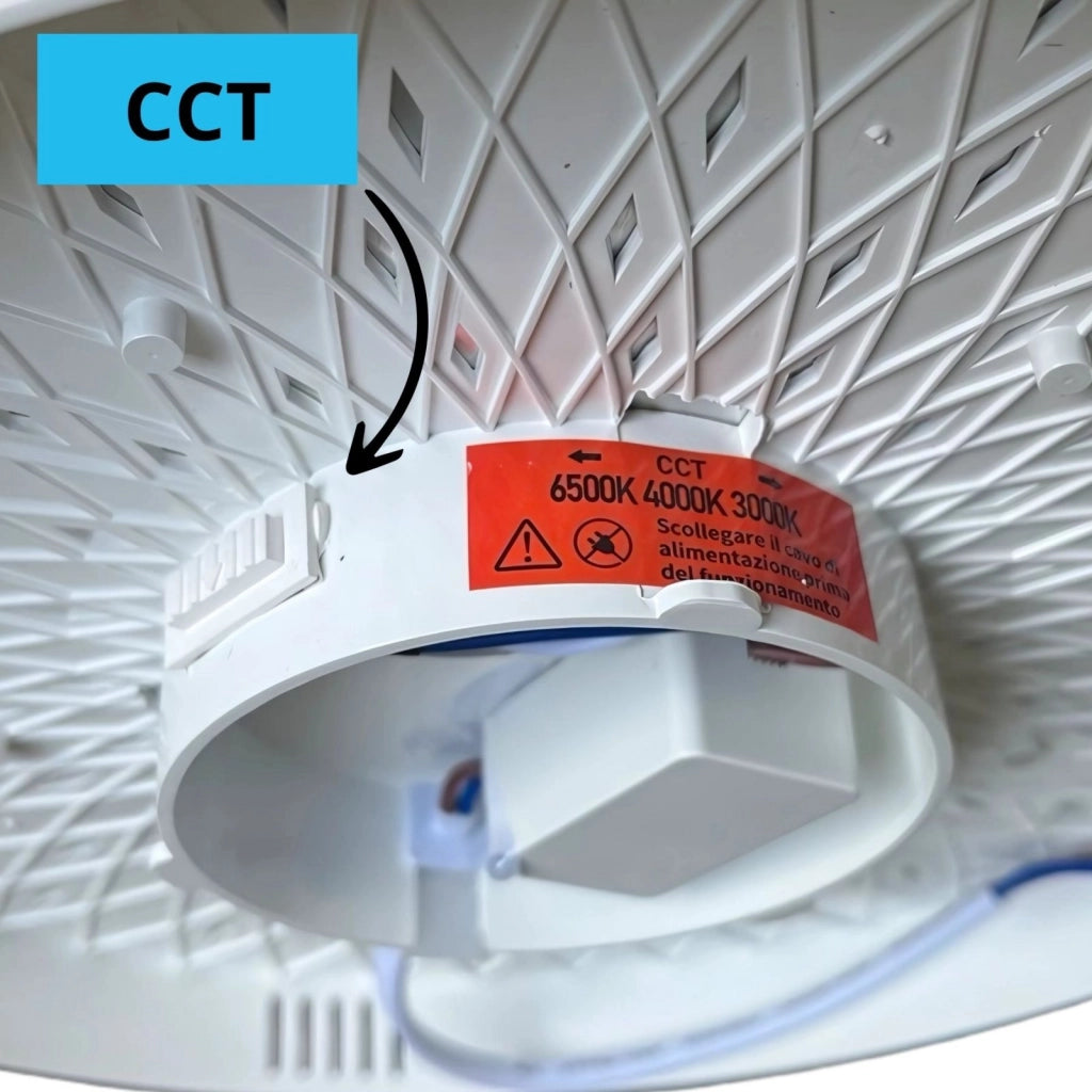 Plafoniera Pannello Led CCT Rotondo D160X38mm 18W 2300LM Montaggio a Plafone
