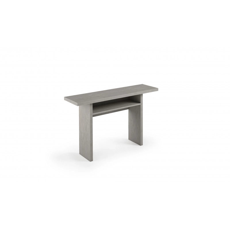 Tavolo consolle estensibile Oplà con piano ribaltabile e vano portaoggetti cemento 120x35/70x75 cm - Terraneo