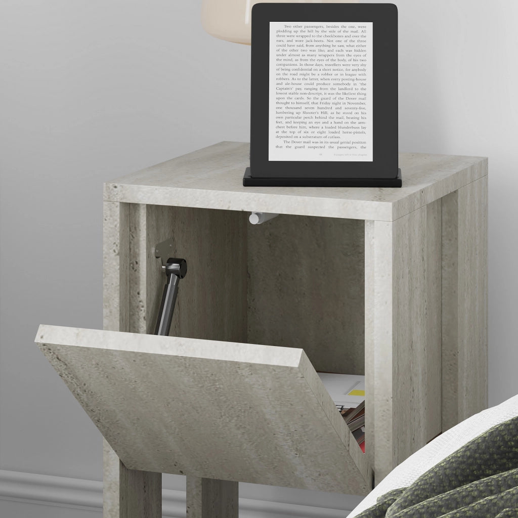 Comodino in legno "Ema" - 30 x 30 x 55 cm - Travertino
