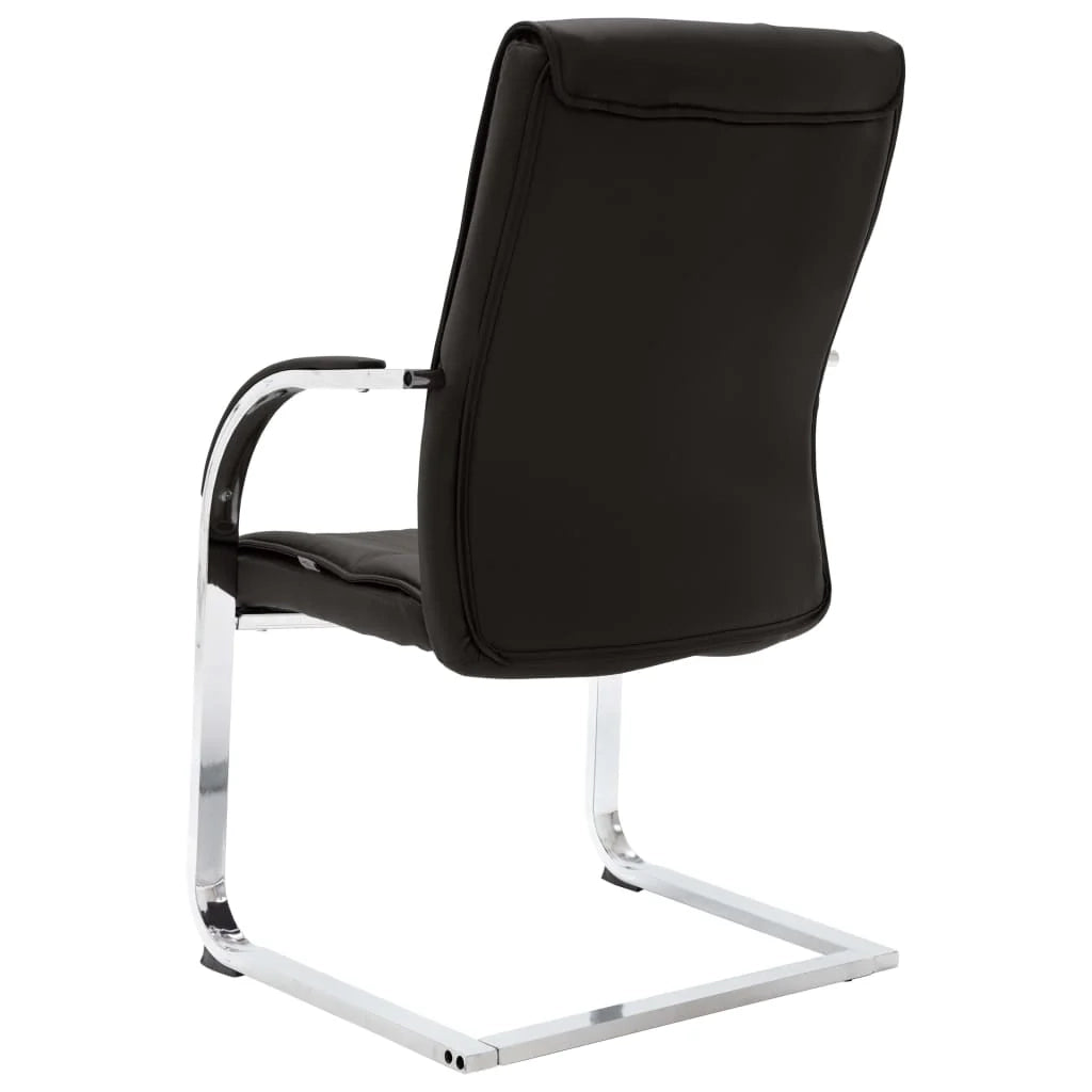 Sedia da ufficio/sedia da studio/sedia per computer a sbalzo in similpelle nera 02_0023996