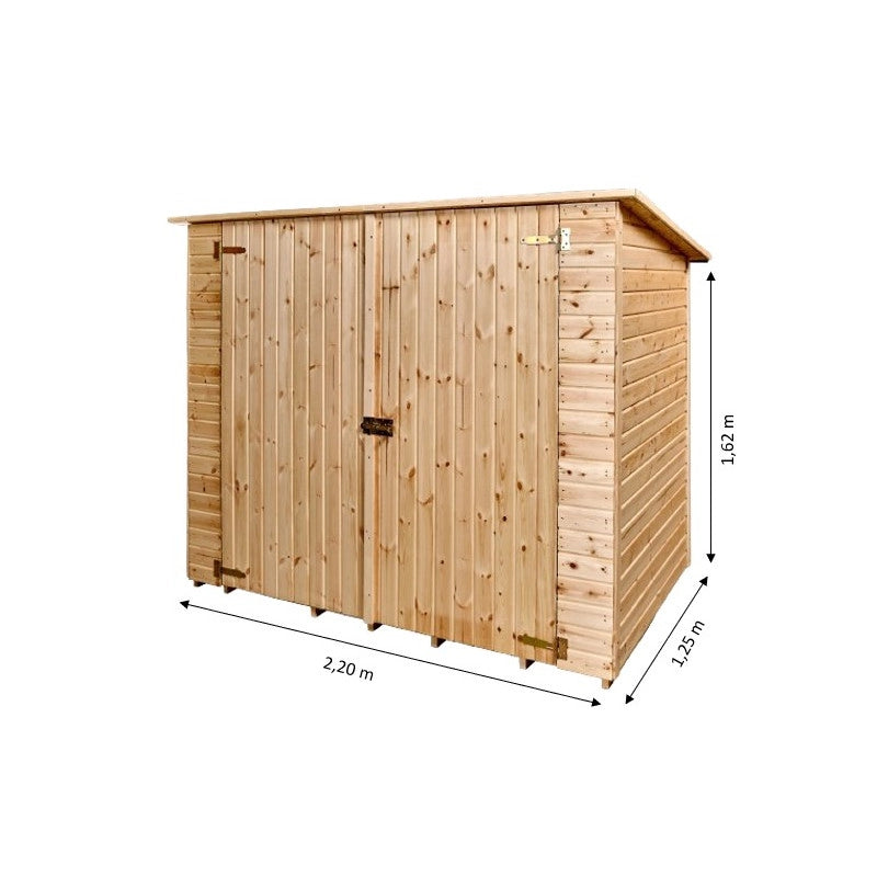Casetta in legno da giardino con tetto inclinato – 200x120 cm – pannelli 16 mm, doppia porta e pavimento – ED2012.01 Foresta