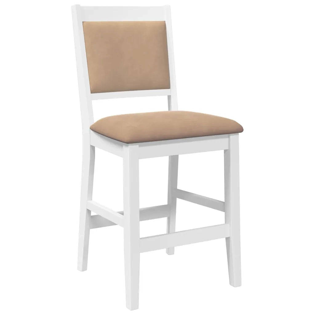 Sgabelli da Bar con Cuscini 2 pz Bianco Legno Massello di Hevea