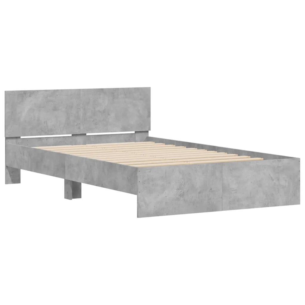 Giroletto con Testiera e LED-Struttura Letto con testiera Grigio Cemento 135x190 cm 273331