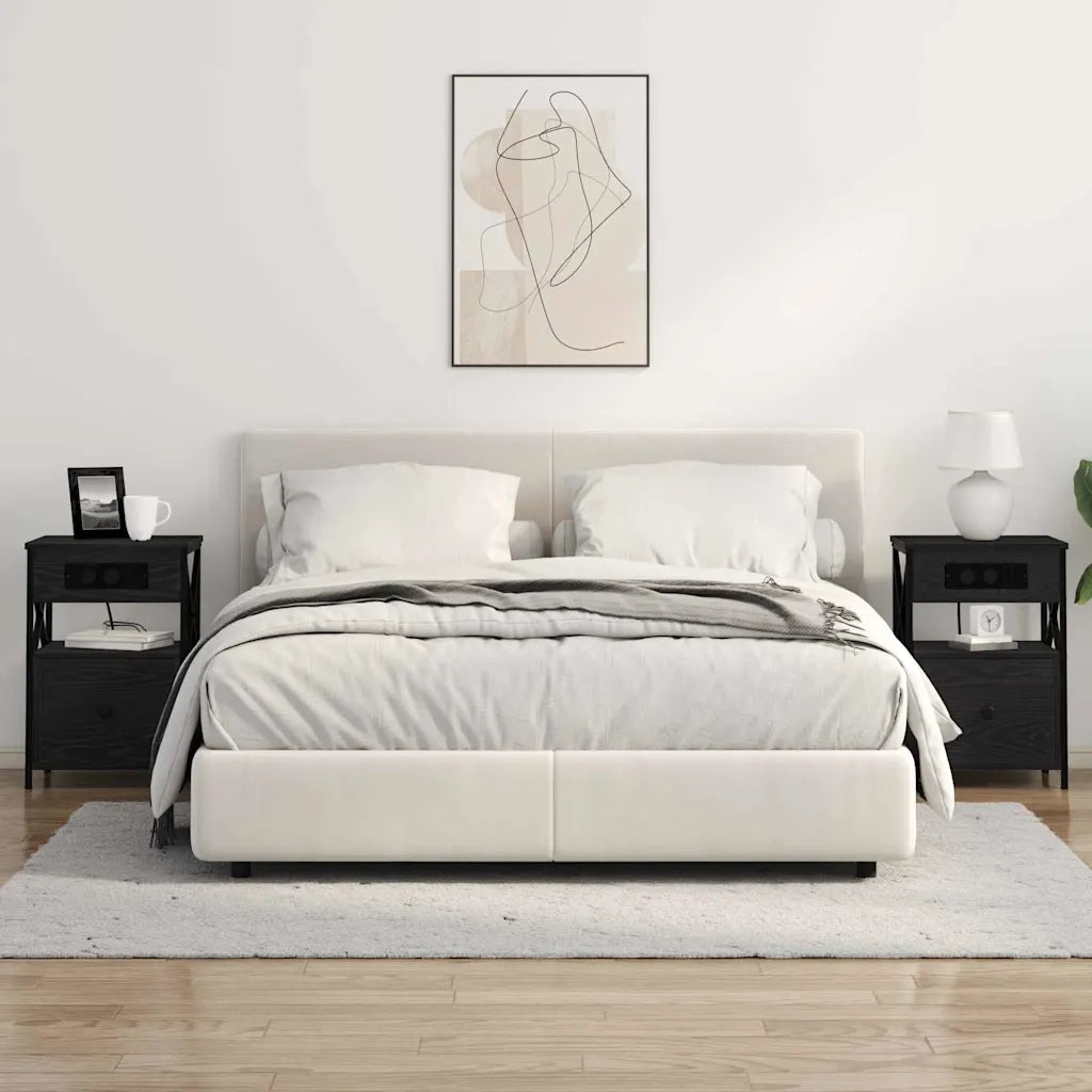 Armadio da Notte con cassetto 2 pcs Rovere Nero 40 x 31 x 60 cm 859491