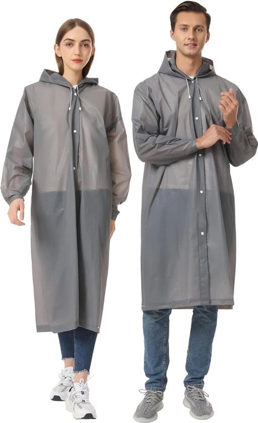 Poncho da pioggia per uomo e donna, impermeabile, riutilizzabile - 2 pezzi, EVA traspirante, per escursioni, bicicletta, campeggio