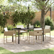 Set da Pranzo per Giardino 5 pcs Beige polyrattan