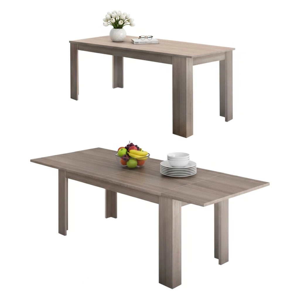 Tavolo per sala da pranzo Agenore, Made in Italy, Tavolo moderno con allunghe, Consolle allungabile, cm 160/210x90h75, Olmo perla