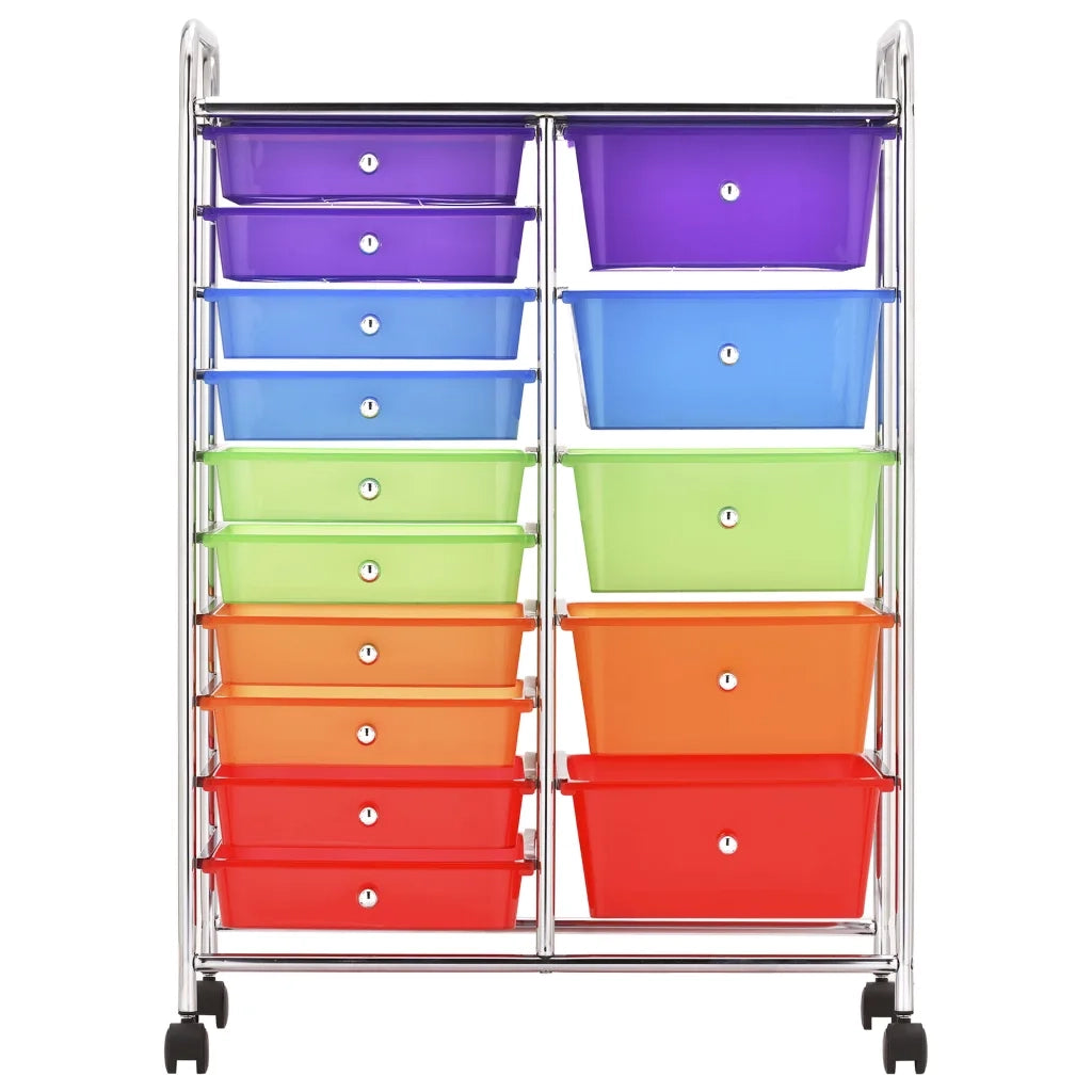 Carrello Portaoggetti XXL 15 Cassetti Multicolore in Plastica 320410