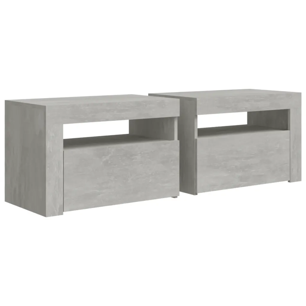 Comodini 2 pz con LED Grigio Cemento 60x35x40 cm cod mxl 31079