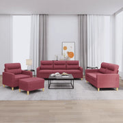 Set di Divani 4 pz con Cuscini Rosso Vino in Tessutocod mxl 83259
