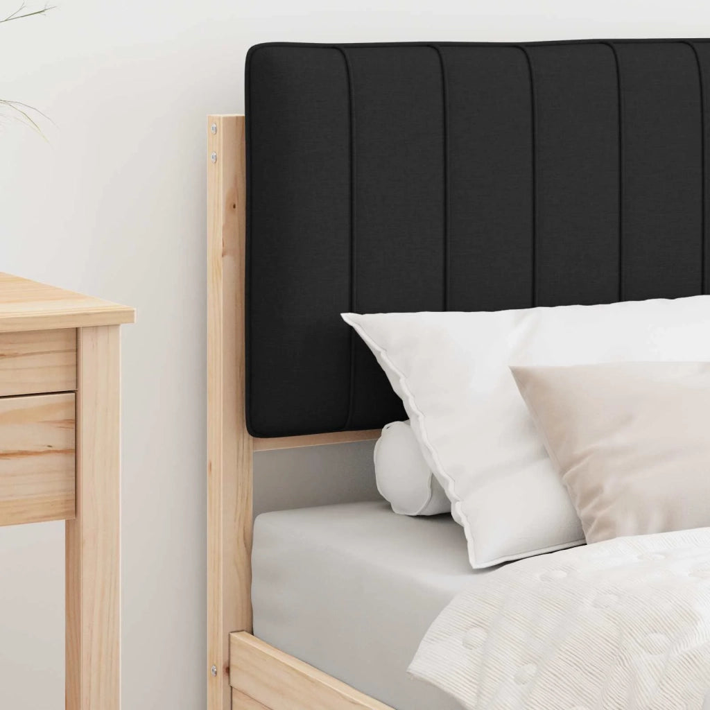 Letto con Testiera Rivestita Nero 80 x 200 cm Pino massello