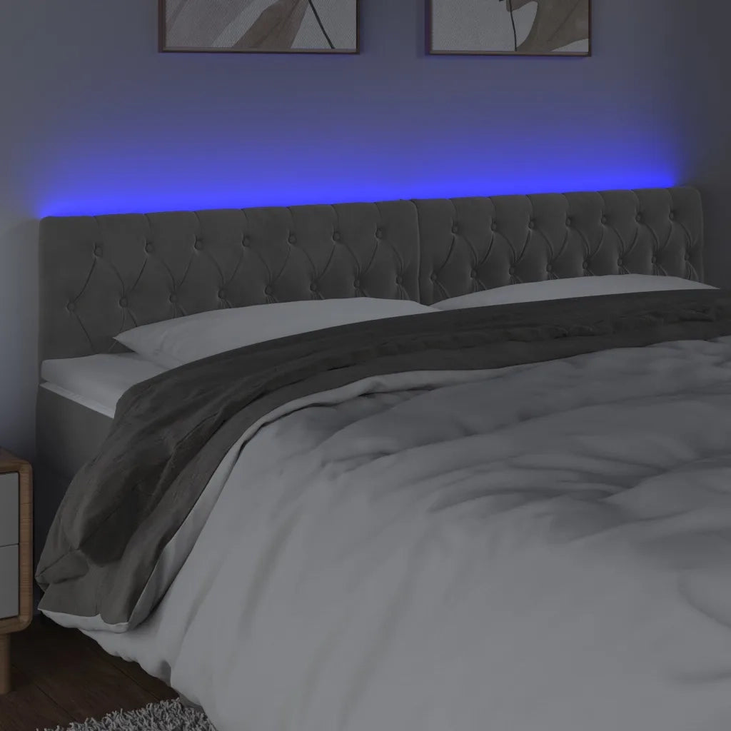 Testiera | Testata a LED Grigio Chiaro 200x7x78/88 cm in Velluto