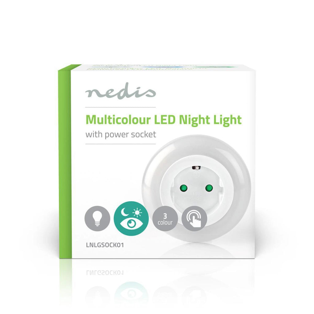 Luce notturna a LED tattile con sensore e presa di corrente 3680W Bianco Nedis