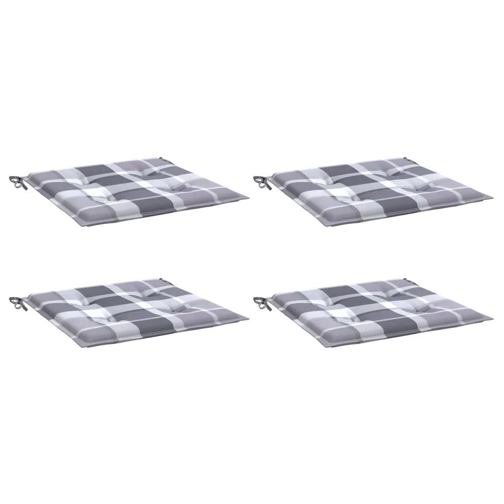 Cuscini Sedie Giardino a Quadri Grigi 4 pz 50x50x3 cm Tessuto