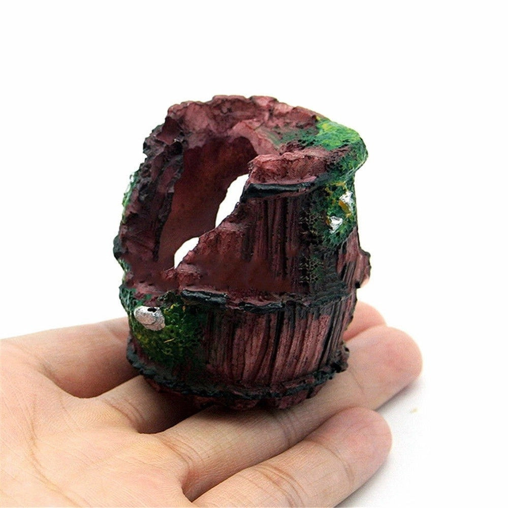 Trade Shop - Decorazione Per Acquario Barile Relitto Grotta Resina Pesci Acqua Ornamento -