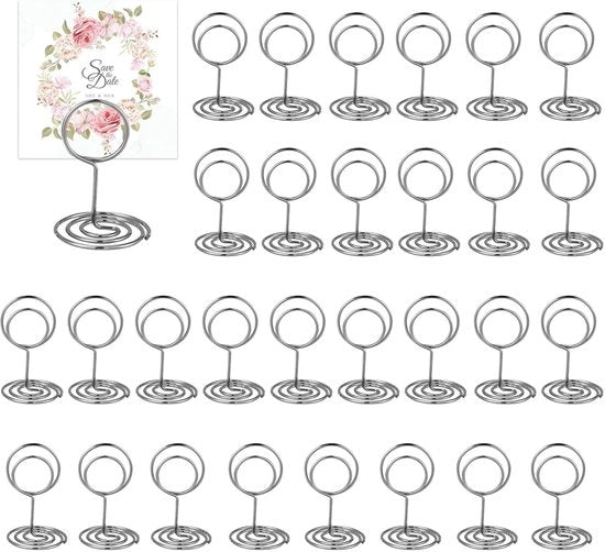 30 pezzi di supporti per biglietti, supporti per foto, supporti per menu, supporti per biglietti con clip, supporti per memoria, supporti per biglietti (rondi)