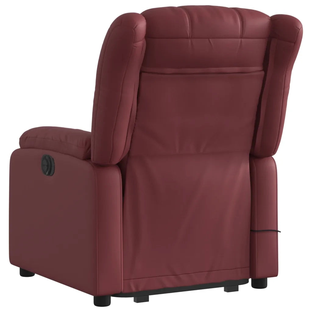 Poltrona | Sedia Relax Alzapersone Massaggi Reclinabile Rosso Vino Similpelle