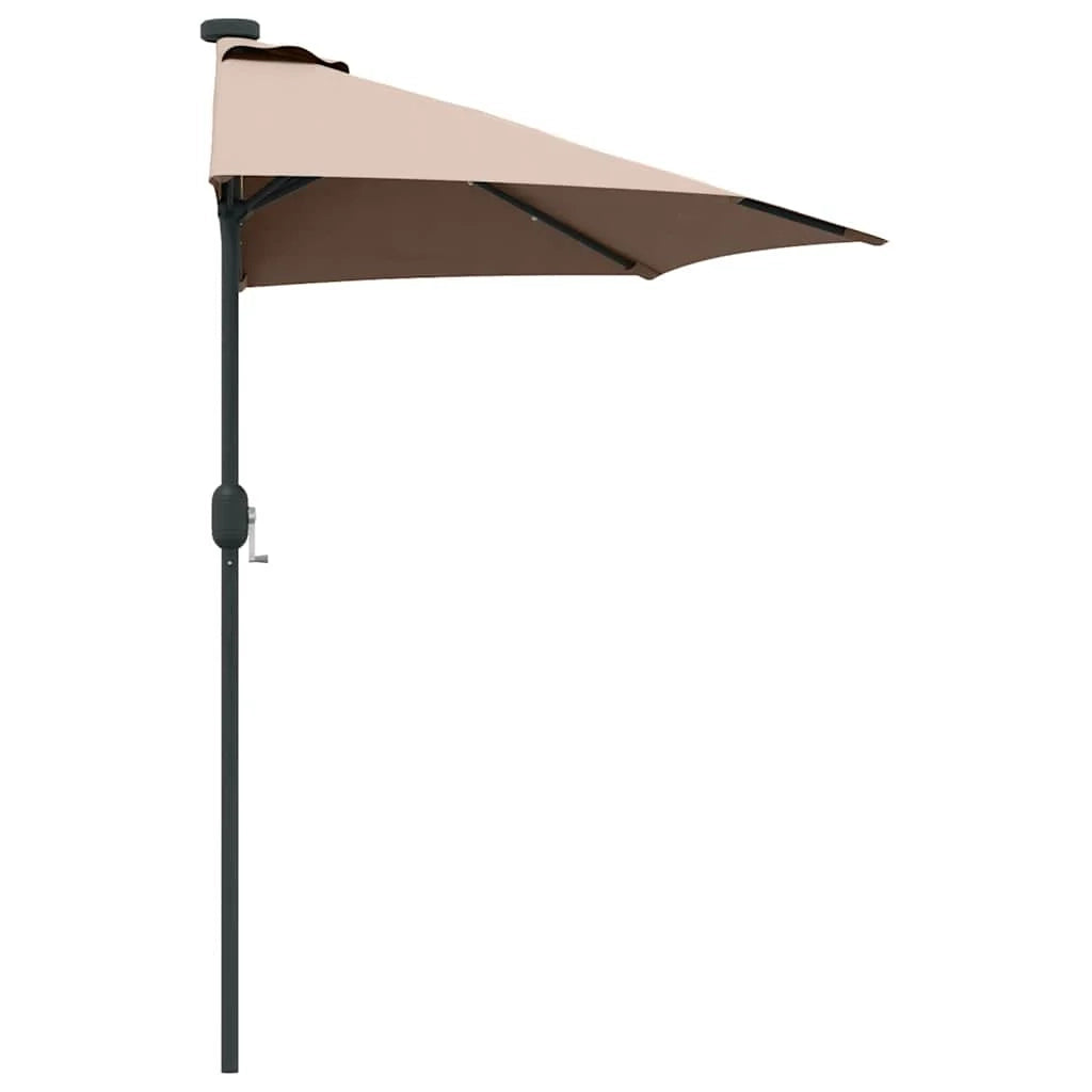 Ombrellone da giardino pieghevole moderno 294 x 150 x 223 cm protezione solare in poliestere color tortora 02_0058661