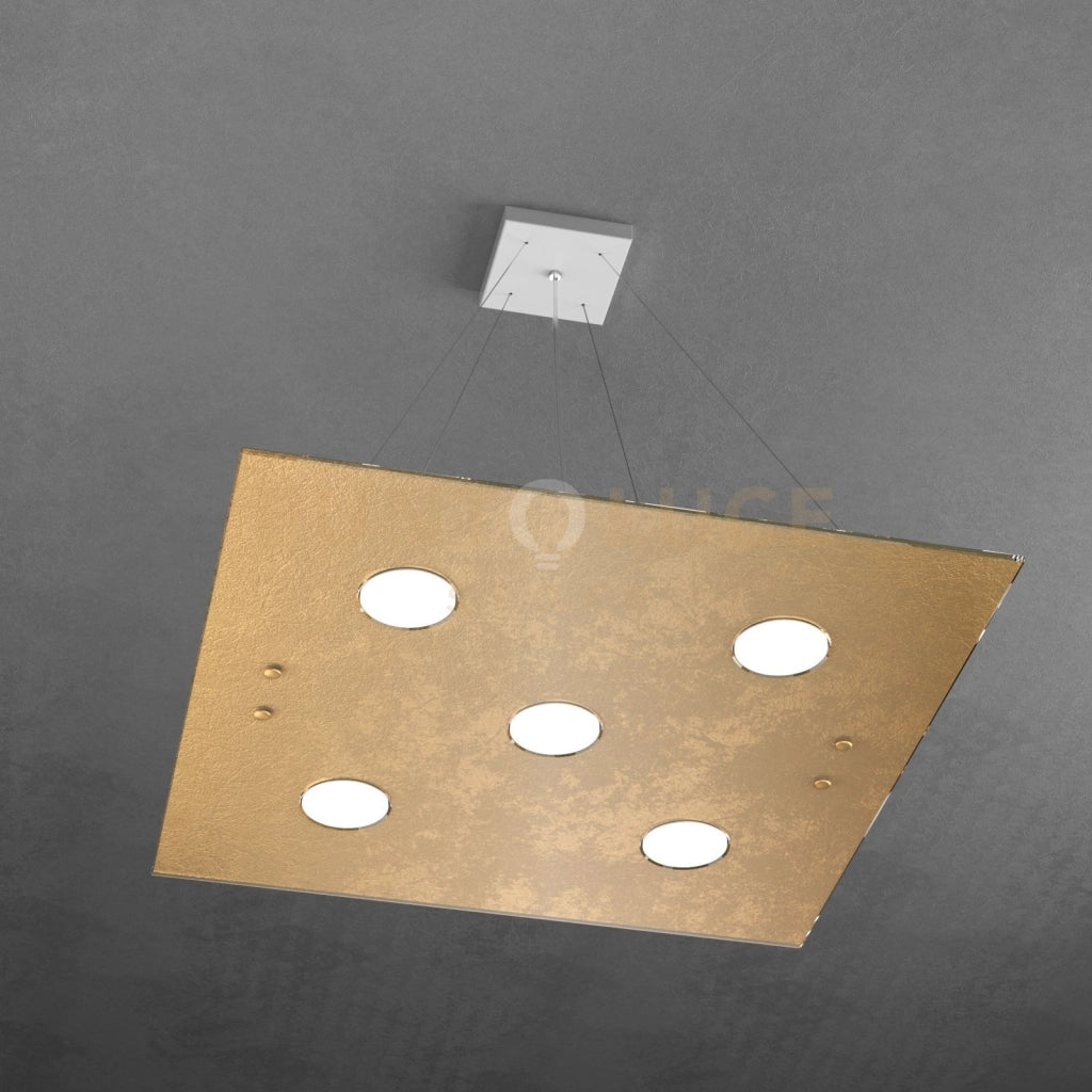 PATH SOSPENSIONE 5+2 LUCI BIEMISSIONE FOGLIA ORO 1141-S5+2-FO