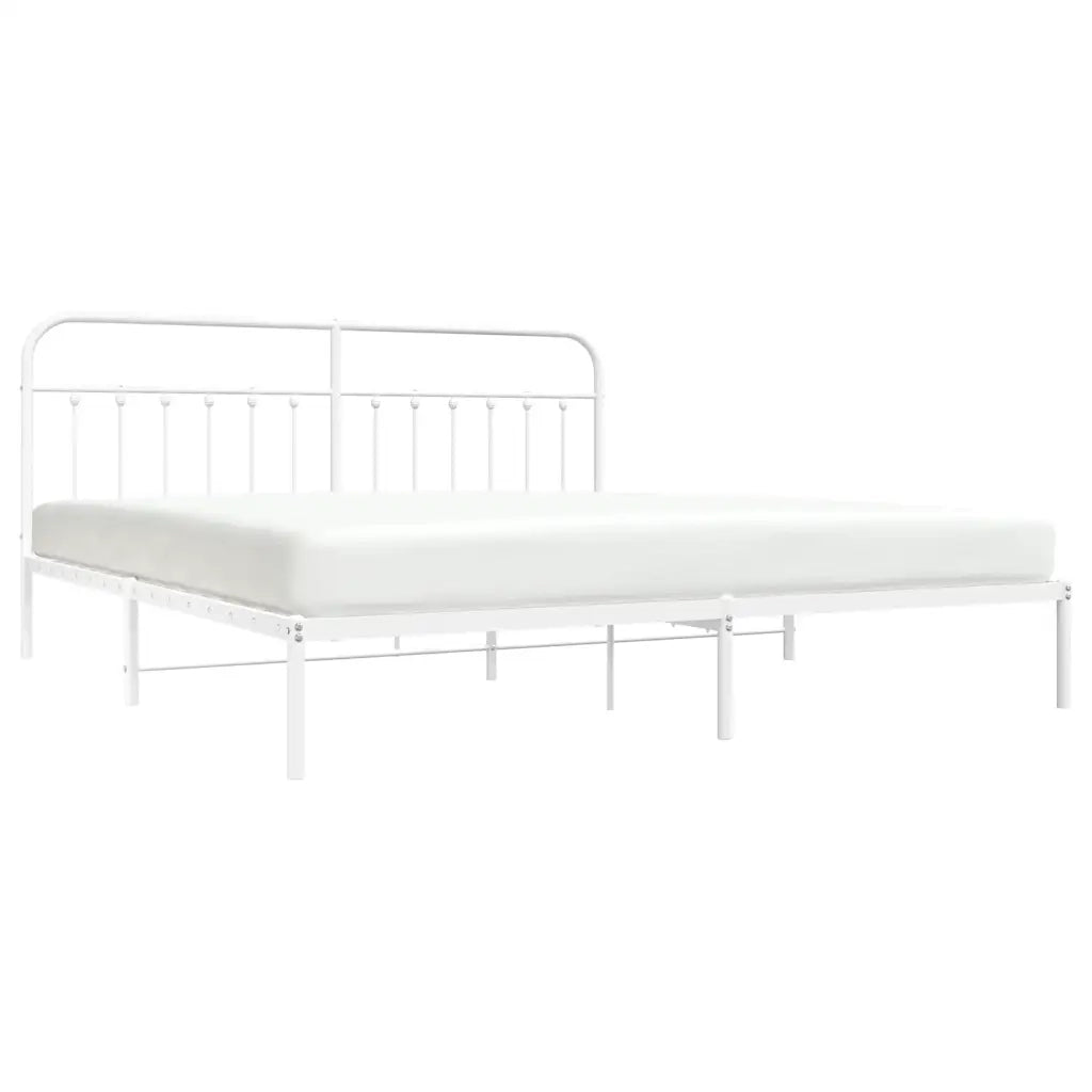 Letto matrimoniale | Letto per adulti | Giroletto con Testiera Metallo Bianco 200x200 cm