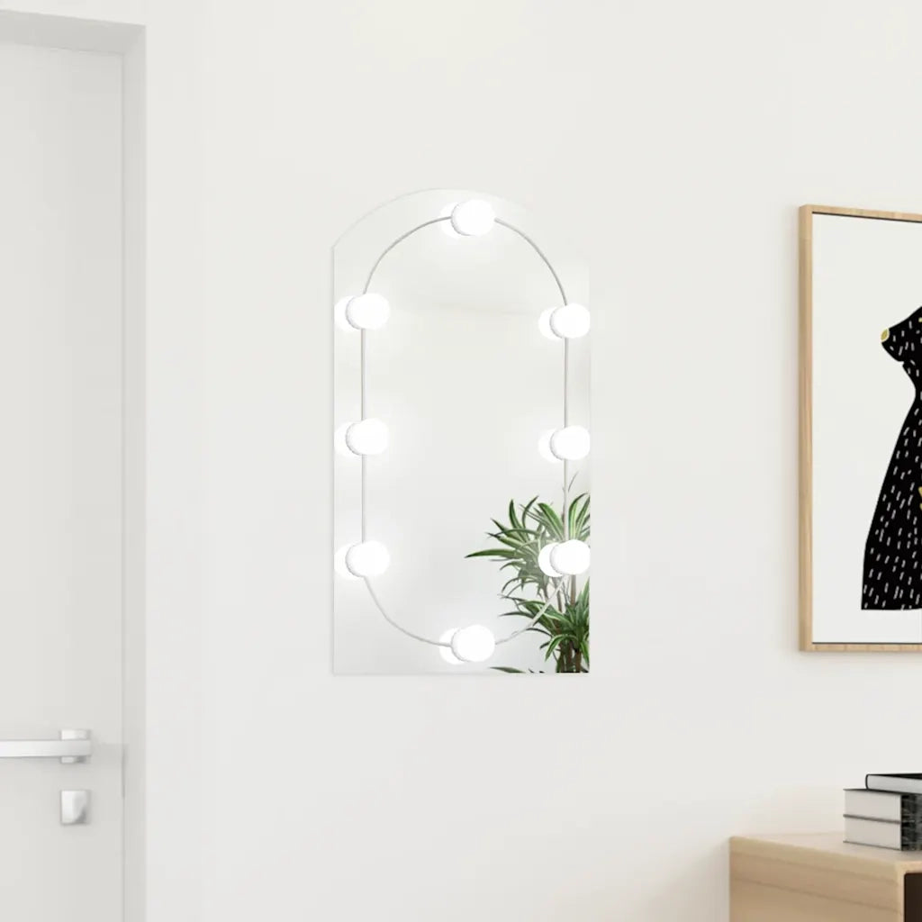 Specchio con Luci LED-Specchio decorativo 70x40 cm Forma ad Arco in Vetro