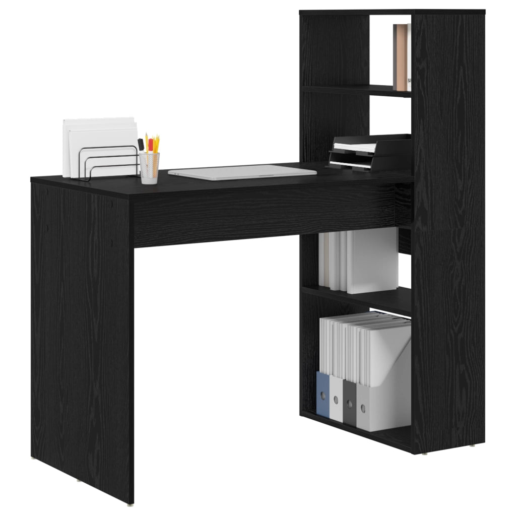 Scrivania con Stoccaggio Rovere Nero 113x54x120 cm Legno Ingegnerizzato